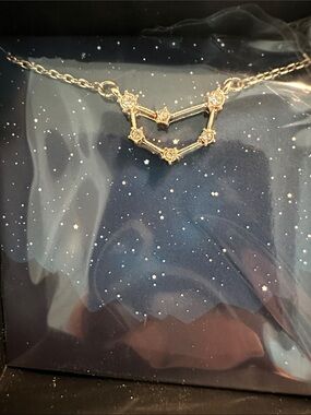 Avon Gold and Crystal Capricorn Necklace - Gold Tone